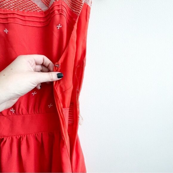 Esley Dress Fit & Flare Coral Sleeveless Side Zip Back Waist Elastic Women's S - Picture 5 of 9